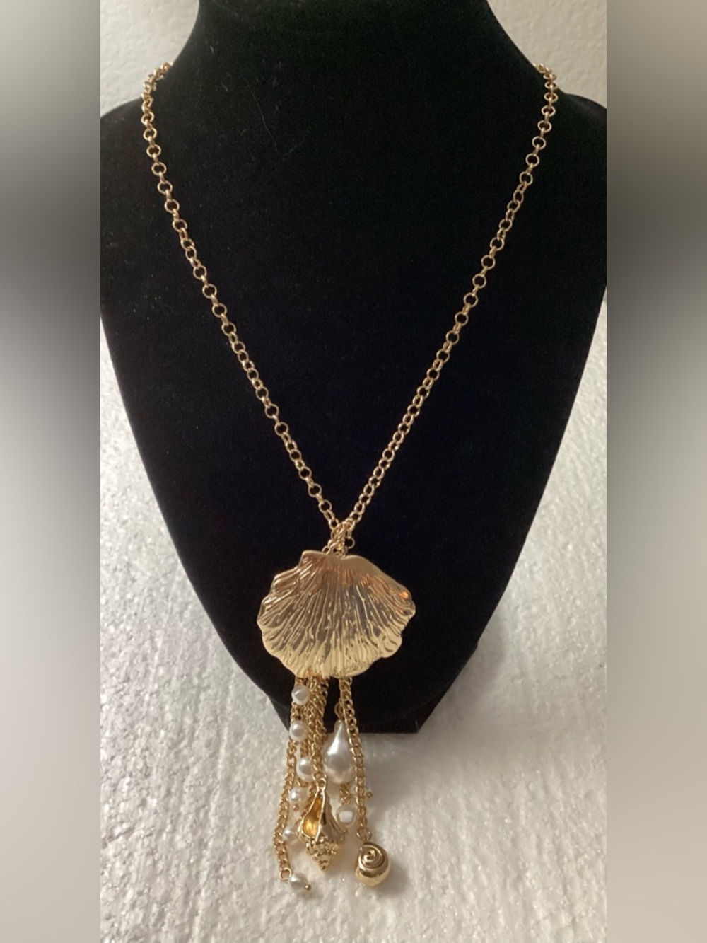 I.N.C. Gold-Tone Pavé & Imitation Pearl Shell Fringe Statement Pendant Necklace - Picture 5 of 9